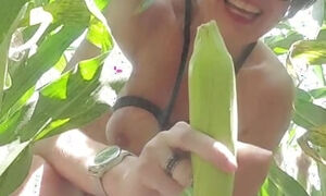 Naked fun in the cornfield with cobs