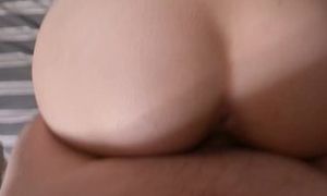Pounding tight MILF's pussy. Cumshot on tits. Close up pussy fuck!