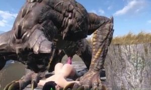 Huge Monster Dick Orgasm on the Beach  3D Sex Animation Hardcore