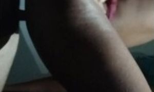 I fuck at night beautiful fat ass black babe and shot a load of cum on her panties