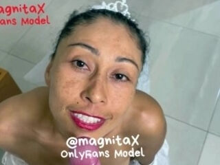 Latina Milf Bride Gets Cum On Her Face (Let's Connect On OnlyFans @magnitax)