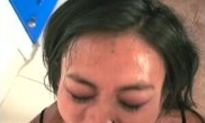 Morning yoga with huge facial for japanese stepsister
