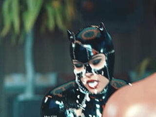Catwoman enjoying his delicious oral