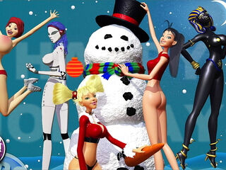 3DGSPOT - XXXmas Bimbo Dancers Shake Their Big Tits! 3D ANIMATION!