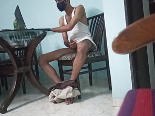 Young Indian male Masturbating in Dining table