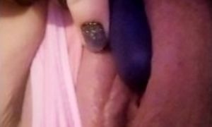 Horny milf puts vibrator in her pants then shows off wet pussy