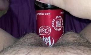 Fucking my tight pussy with my favorite drink