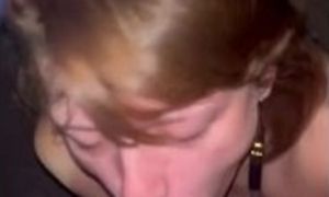 Tears running while sucking huge cock