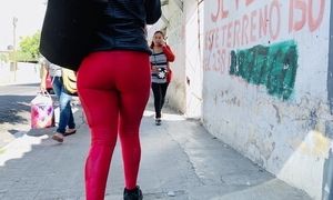 Enormous donk tasty Booty . Ultra crimson stretch pants 2
